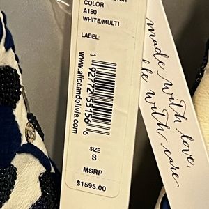 Alice and Olivia beautiful soft and embroidered leather jacket.